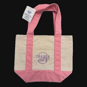 NWT Trader Joe’s Spring Mini Canvas Tote Bags - Pastel Pink